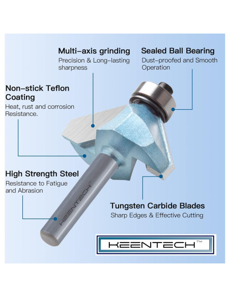 Broca de Router KEENTECH 1/2" Eje 28mm Chaflán 45 28mm Broca de Router KEENTECH 1/2" Eje 28mm Chaflán 45 28mm