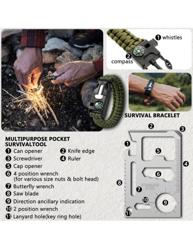 Kit de Supervivencia 37 en 1 LAFENLIN - Herramientas Camping