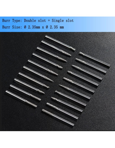 Juego de 20 Fresas de Carburo 2.35 mm Luo ke para Dremel