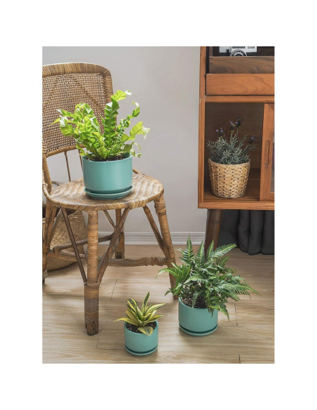 Set de 3 Macetas de Cerámica LE TAUCI 10.9-17.3 cm Aqua Set de 3 Macetas de Cerámica LE TAUCI 10.9-17.3 cm Aqua