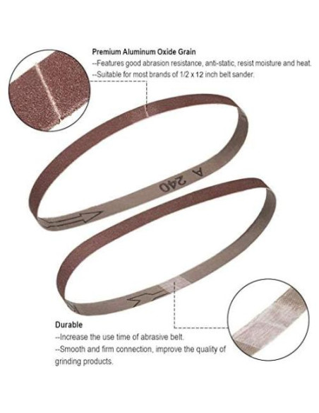 Cintas de Lijado 1/2" x 30.48 cm Zivisk 20 Piezas Granos Finos Cintas de Lijado 1/2" x 30.48 cm Zivisk 20 Piezas Granos Finos