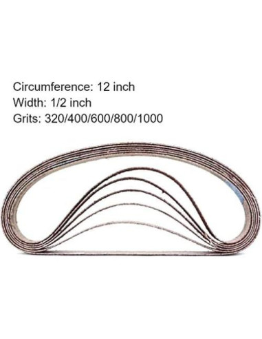 Cintas de Lijado 1/2" x 30.48 cm Zivisk 20 Piezas Granos Finos