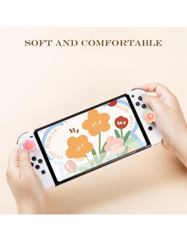 Tapas de Agarre para Joycon PERFECTSIGHT Sakura Rosa Naranja