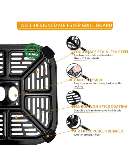 Plato de Parrilla para Freidora de Aire BLACK+DECKER 2QT 16cm Plato de Parrilla para Freidora de Aire BLACK+DECKER 2QT 16cm