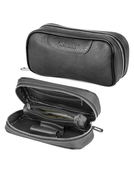 Funda de Cuero PU Scotte para 2 Pipás de Tabaco y Accesorios Funda de Cuero PU Scotte para 2 Pipás de Tabaco y Accesorios