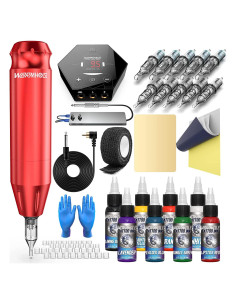 Kit de Tatuaje Completo Wormhole 68 Piezas con Pluma Rotativa