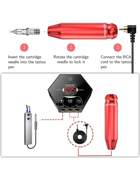 Kit de Tatuaje Completo Wormhole 68 Piezas con Pluma Rotativa Kit de Tatuaje Completo Wormhole 68 Piezas con Pluma Rotativa