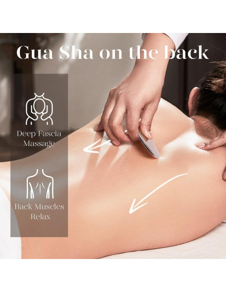 Gua Sha de Acero Inoxidable BAIMEI para Cuidado Facial 8.5cm Gua Sha de Acero Inoxidable BAIMEI para Cuidado Facial 8.5cm
