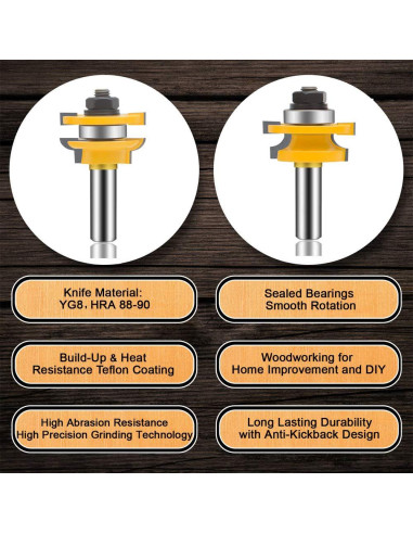 Juego de Brocas de Router OLETBE 12 mm 3 Piezas Carburo