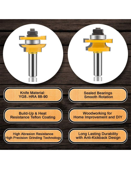 Juego de Brocas de Router OLETBE 12 mm 3 Piezas Carburo Juego de Brocas de Router OLETBE 12 mm 3 Piezas Carburo
