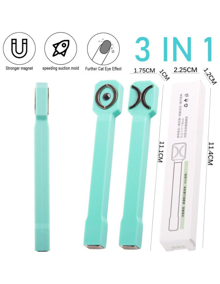 Imanes para Uñas 3 en 1 MOLILON - Efecto Ojo de Gato Cian Imanes para Uñas 3 en 1 MOLILON - Efecto Ojo de Gato Cian