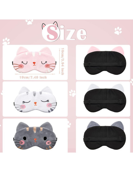 Haysandy Máscaras de Ojos para Dormir 3 Piezas Gato Suave Haysandy Máscaras de Ojos para Dormir 3 Piezas Gato Suave