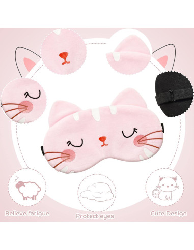Haysandy Máscaras de Ojos para Dormir 3 Piezas Gato Suave