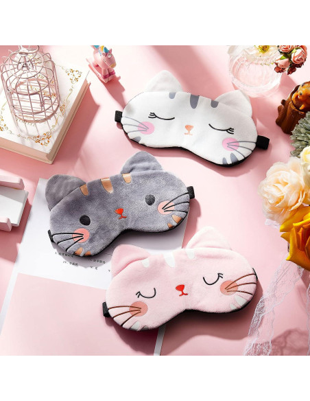 Haysandy Máscaras de Ojos para Dormir 3 Piezas Gato Suave Haysandy Máscaras de Ojos para Dormir 3 Piezas Gato Suave