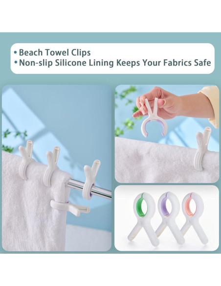 Pinzas para Toallas de Playa MKJFRME - Paquete de 12 Multicolor Pinzas para Toallas de Playa MKJFRME - Paquete de 12 Multicolor