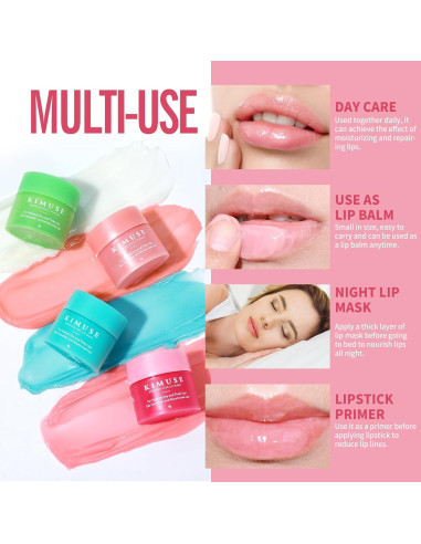 Mascarilla Labial Nocturna KIMUSE 4PCS Hidratación Intensa