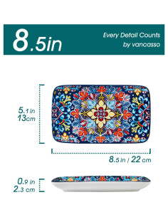 Set de Platos Rectangulares vancasso Simi 6 Piezas 21.6 cm 2