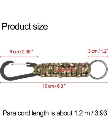 Juego de 5 Llaves de Paracord TIMGOU con Mosquetón 16x3cm