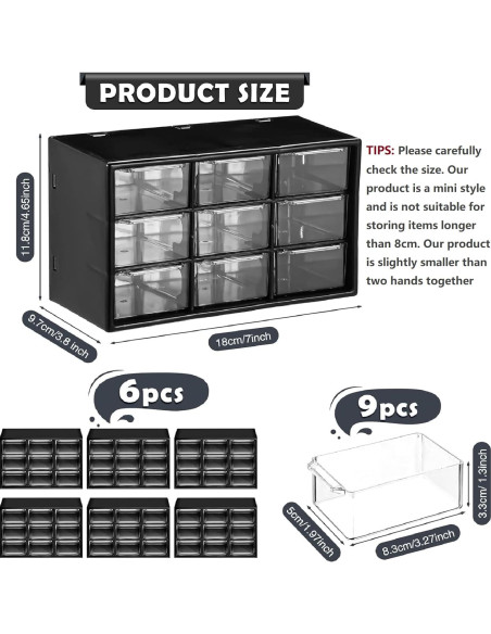 Organizador de Cajones Mini Amyhill 6 Pcs 9 Cajones Negro Organizador de Cajones Mini Amyhill 6 Pcs 9 Cajones Negro