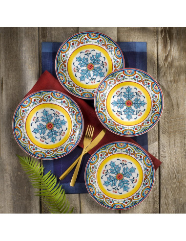 Set de Vajilla Euro Ceramica Zanzibar 16 Piezas Floral