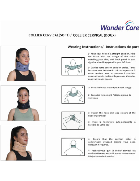 Collar Cervical Ajustable Wonder Care Beige Pequeño 8.9 cm Collar Cervical Ajustable Wonder Care Beige Pequeño 8.9 cm