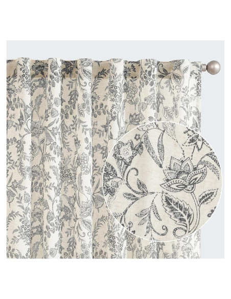 Cortinas de Lino Floral JINCHAN 127x160 cm 2 Paneles Semi Transparentes Cortinas de Lino Floral JINCHAN 127x160 cm 2 Paneles Semi Transparentes