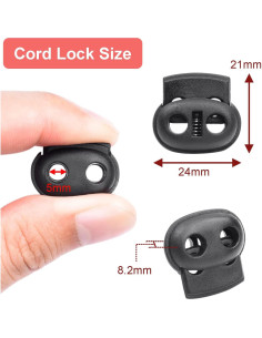 Paquete de 25 bloqueos de cordón plástico negro CooBigo 2