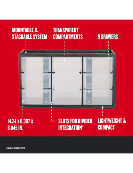 Organizador de Almacenamiento CRAFTSMAN 9 Cajones Transparente Organizador de Almacenamiento CRAFTSMAN 9 Cajones Transparente