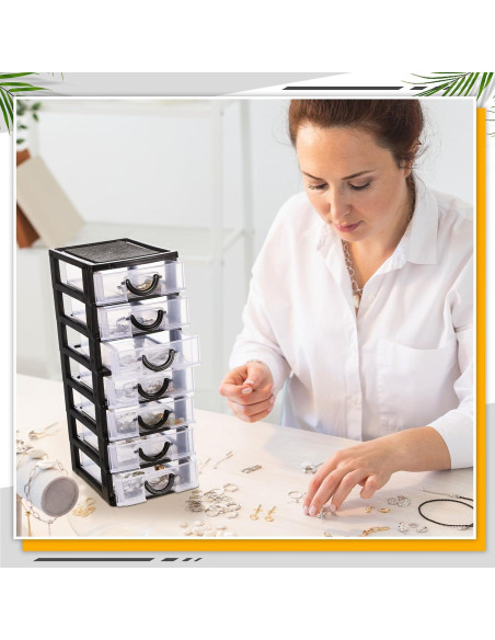 Organizador de Cajones Thyle 2 Pcs Plástico Apilable 7 Cajones Organizador de Cajones Thyle 2 Pcs Plástico Apilable 7 Cajones