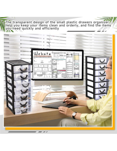 Organizador de Cajones Thyle 2 Pcs Plástico Apilable 7 Cajones