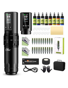 Kit de Máquina de Tatuaje Filter X30 con 20 Agujas y 8 Tintas
