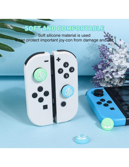 Tapas de Joystick DLseego Animal Crossing para Switch OLED/Lite - Silicona Azul y Verde Tapas de Joystick DLseego Animal Crossing para Switch OLED/Lite - Silicona Azul y Verde
