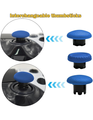 Controlador PS5 Edge Alovexiong 6 en 1 Reemplazo Thumbsticks Azul