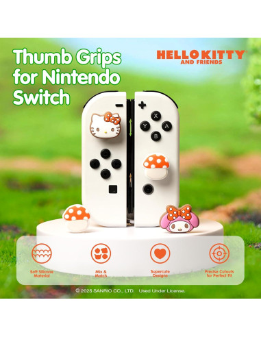 Tapas de Pulgar Hamee Hello Kitty y My Melody Hongo para Switch