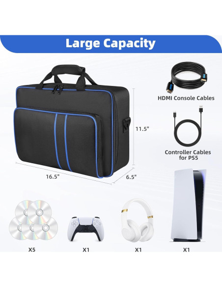 Funda de Transporte Cownmca para PS5 - Bolsa Negra 42x29x17 cm Funda de Transporte Cownmca para PS5 - Bolsa Negra 42x29x17 cm