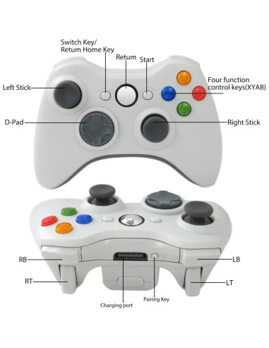 Controlador Inalámbrico para Xbox 360 y PC - Blanco
