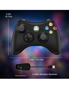 Controlador Inalámbrico ISHAKO para Xbox 360 y PC Negro 2