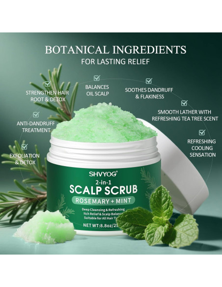 Exfoliante para Cuero Cabelludo SHVYOG con Romero y Menta 250g Exfoliante para Cuero Cabelludo SHVYOG con Romero y Menta 250g