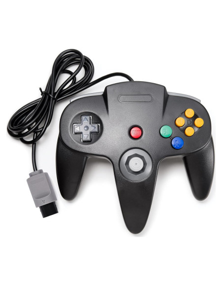 Controlador N64 Kiwitatá Negro con Cable y Vibración Controlador N64 Kiwitatá Negro con Cable y Vibración
