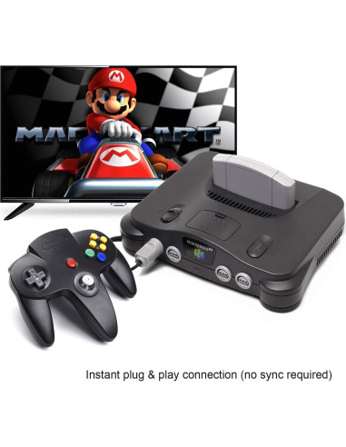 Controlador N64 Kiwitatá Negro con Cable y Vibración