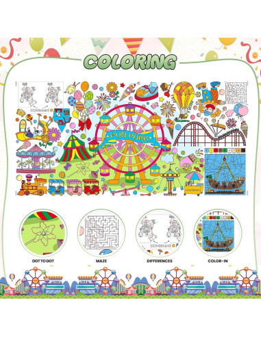 Póster Gigante para Colorear Drunze 89x183 cm Parque Diversiones