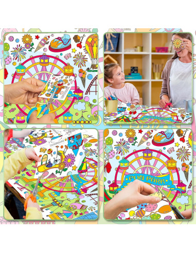 Póster Gigante para Colorear Drunze 89x183 cm Parque Diversiones