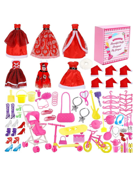 Accesorios para Muñecas JANYUN - 110 Piezas de Navidad Accesorios para Muñecas JANYUN - 110 Piezas de Navidad