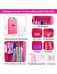 157 Piezas Ropa y Accesorios para Muñecas Vueos 11.5" 2