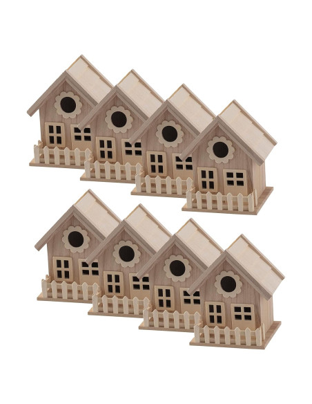 Casa de pájaros de madera sin terminar Make Market 16cm - Paquete de 8 Casa de pájaros de madera sin terminar Make Market 16cm - Paquete de 8