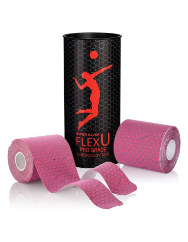 Cinta de Kinesiología FlexU Rosa - 40 Tiras Pre-Cortadas