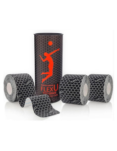 Cinta de Kinesiología FlexU Negra - 60 Tiras Pre-Cortadas