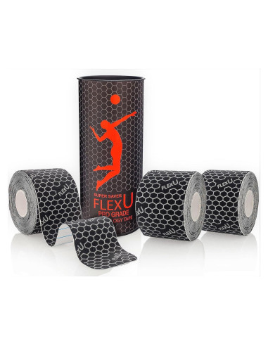 Cinta de Kinesiología FlexU Negra - 60 Tiras Pre-Cortadas