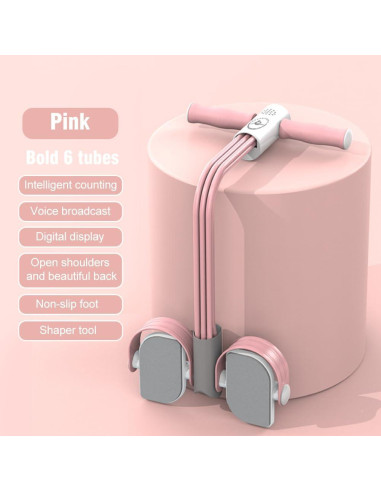 Entrenador Abdominal Pilarmuture con Banda de Resistencia Rosa