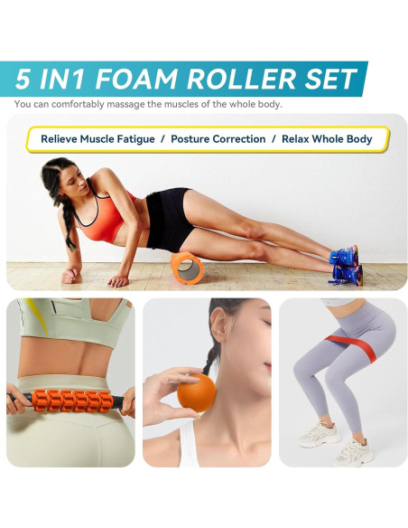 Set de Rodillos de Espuma 5 en 1 Krightlink para Masaje Muscular Set de Rodillos de Espuma 5 en 1 Krightlink para Masaje Muscular